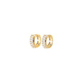 18K Gold Dipped Double Row Marquise & Round CZ Hinged Hoop Earrings