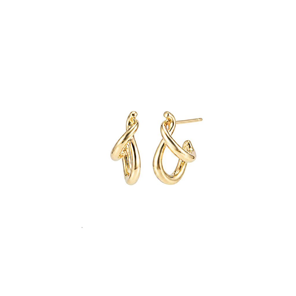 18K Gold Dipped Intertwined Twisted Double C-Hoop Earrings