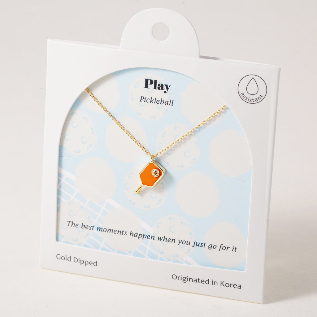 Orange Pickle Pecker Pickleball, Necklace