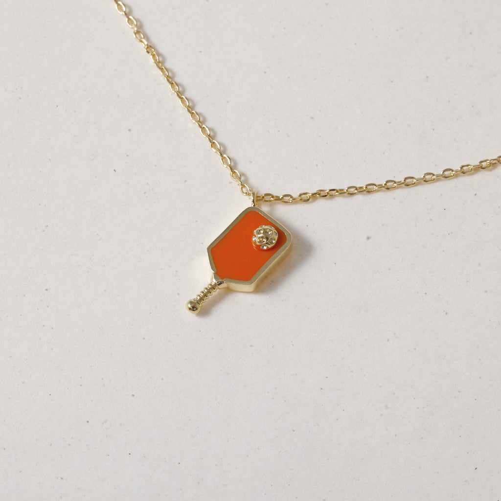 Orange Pickle Pecker Pickleball, Necklace