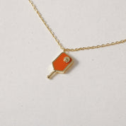 Orange Pickle Pecker Pickleball, Necklace