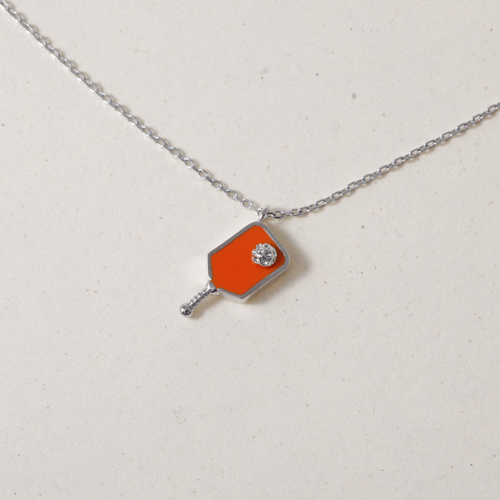 Orange Pickle Pecker Pickleball, Necklace