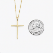 18K Gold Dipped Sleek Line Cross Necklace