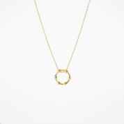 18K Gold Dipped Textured Wave Circle Pendant Necklace