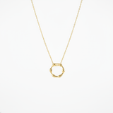 18K Gold Dipped Textured Wave Circle Pendant Necklace