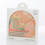 18K Gold Dipped Amazonite Stone Glow Frame Necklace