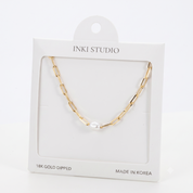 18K Gold Dipped Chic in Pearl Link Necklace
