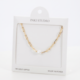 18K Gold Dipped Chic in Pearl Link Necklace