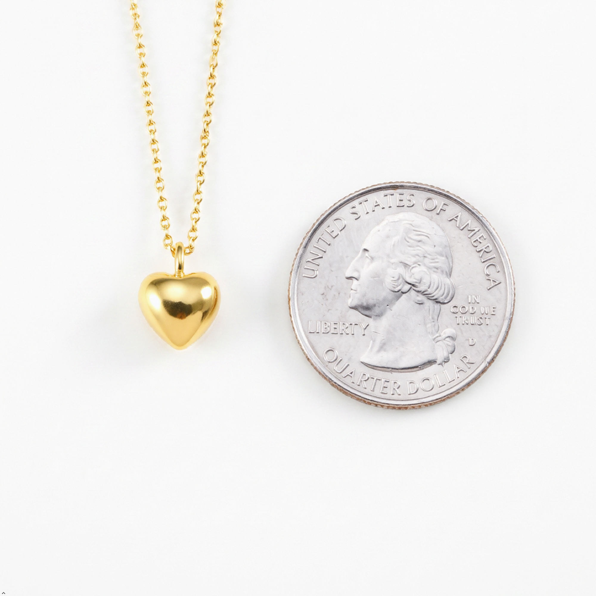 18K Gold Dipped Puffy Lovey Heart Necklace