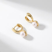 18K Gold Dipped Chunky Freshwater Pearl Hinged Hoop Earrings