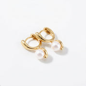 18K Gold Dipped Chunky Freshwater Pearl Hinged Hoop Earrings