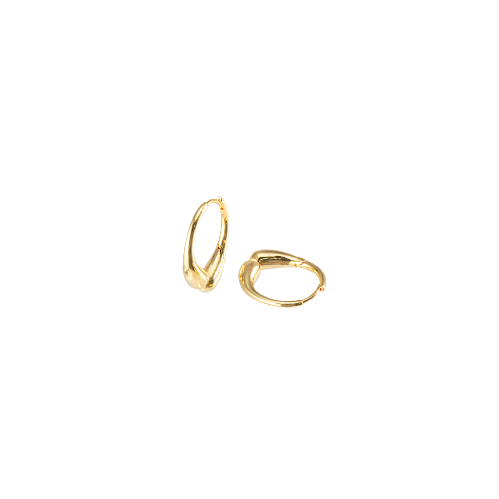 18K Gold Dipped Modern Lucky Horseshoe Arc Hinged Hoop Earrings