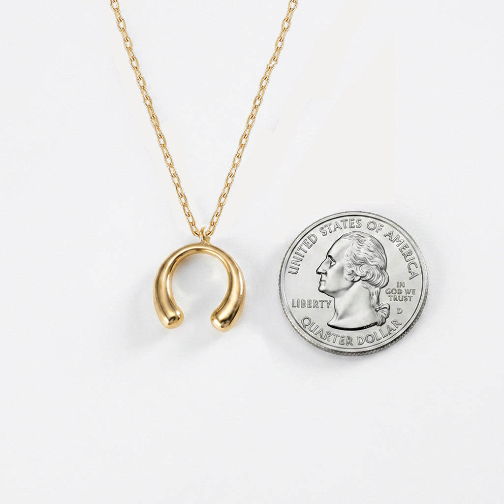 18K Gold Dipped Modern Horseshoe Lucky Arc Pendant Necklace