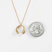 18K Gold Dipped Modern Horseshoe Lucky Arc Pendant Necklace