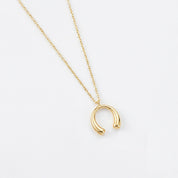 18K Gold Dipped Modern Horseshoe Lucky Arc Pendant Necklace