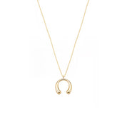 18K Gold Dipped Modern Horseshoe Lucky Arc Pendant Necklace