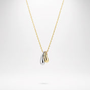 18K Gold & Silver Dipped Two-Tone Double Teardrop Pendant Necklace