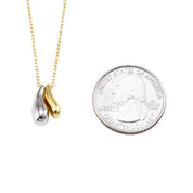 18K Gold & Silver Dipped Two-Tone Double Teardrop Pendant Necklace