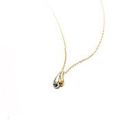 18K Gold & Silver Dipped Two-Tone Double Teardrop Pendant Necklace