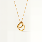 18K Gold Dipped Intertwined Double Eternity Ring Pendant Necklace