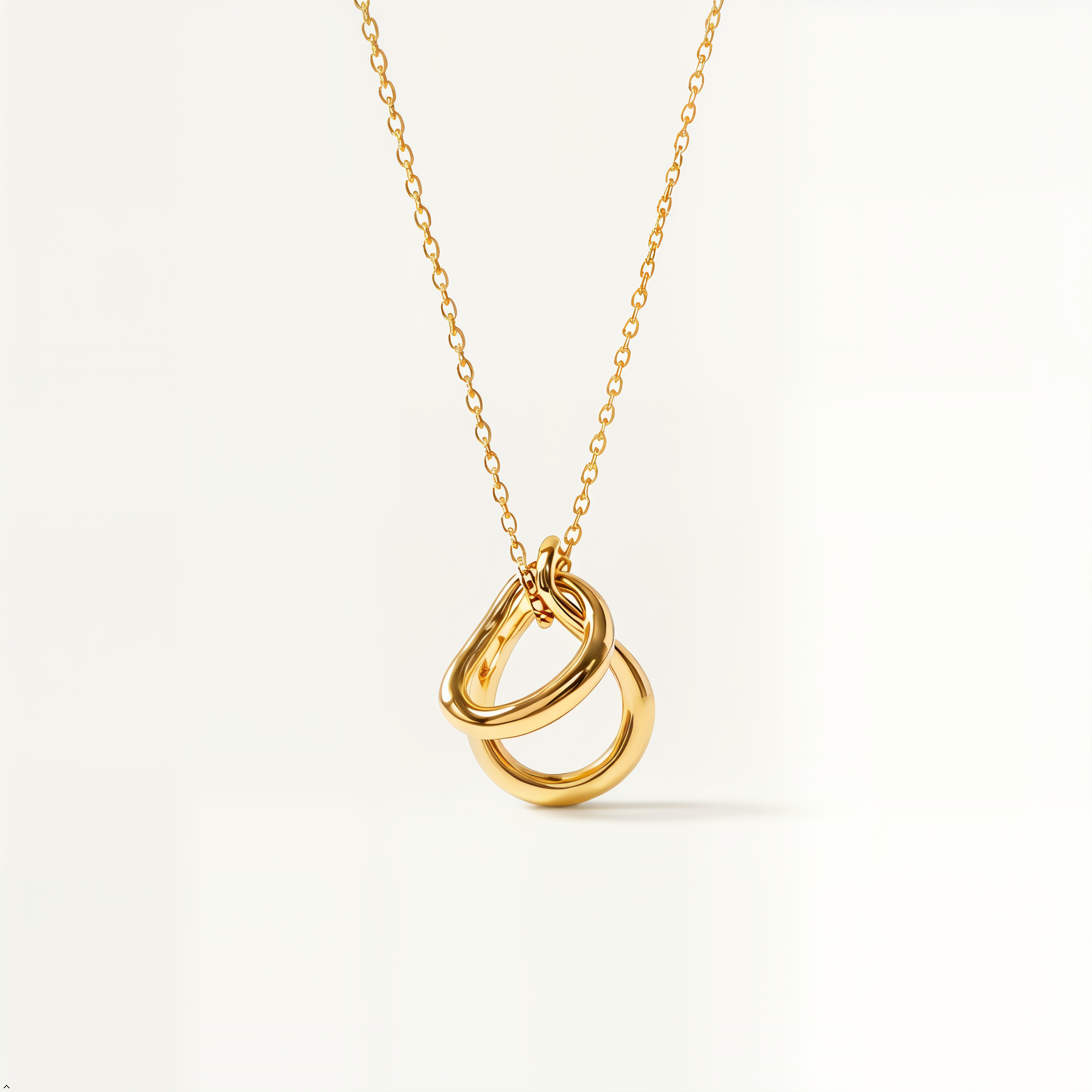 18K Gold Dipped Intertwined Double Eternity Ring Pendant Necklace