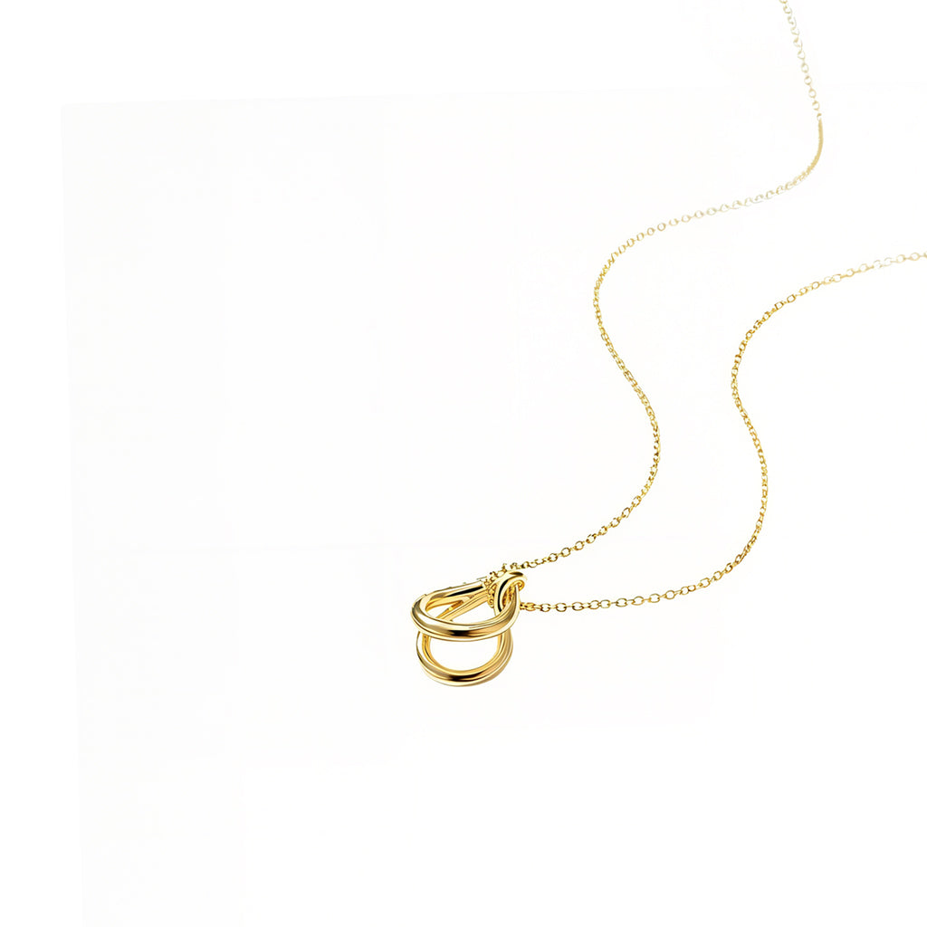 18K Gold Dipped Intertwined Double Eternity Ring Pendant Necklace