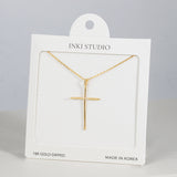 18K Gold Dipped Sleek Line Cross Necklace