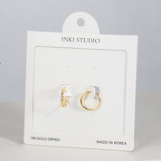 18K Gold Dipped Petite Scattered CZ Hinged Hoop Earrings