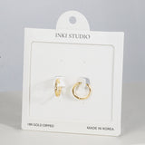 18K Gold Dipped Petite Scattered CZ Hinged Hoop Earrings