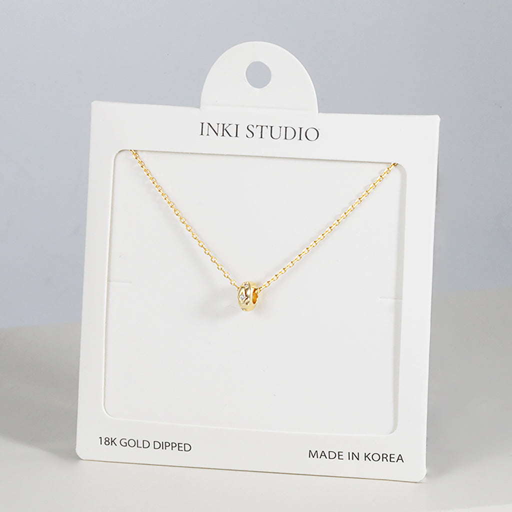 18K Gold Dipped Modern Organic CZ Barrel Necklace