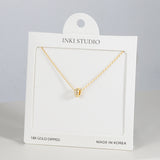 18K Gold Dipped Modern Organic CZ Barrel Necklace