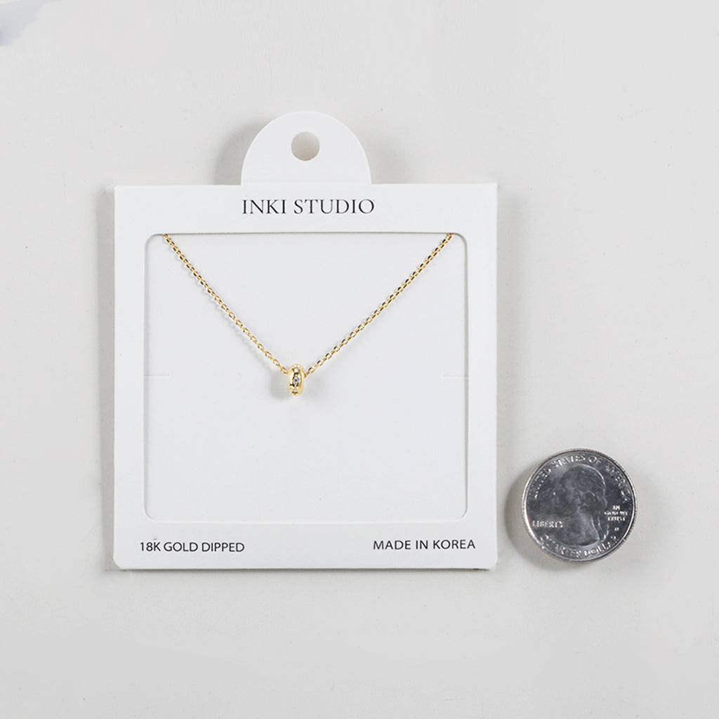 18K Gold Dipped Modern Organic CZ Barrel Necklace