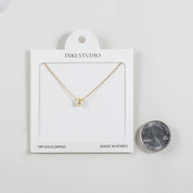 18K Gold Dipped Modern Organic CZ Barrel Necklace