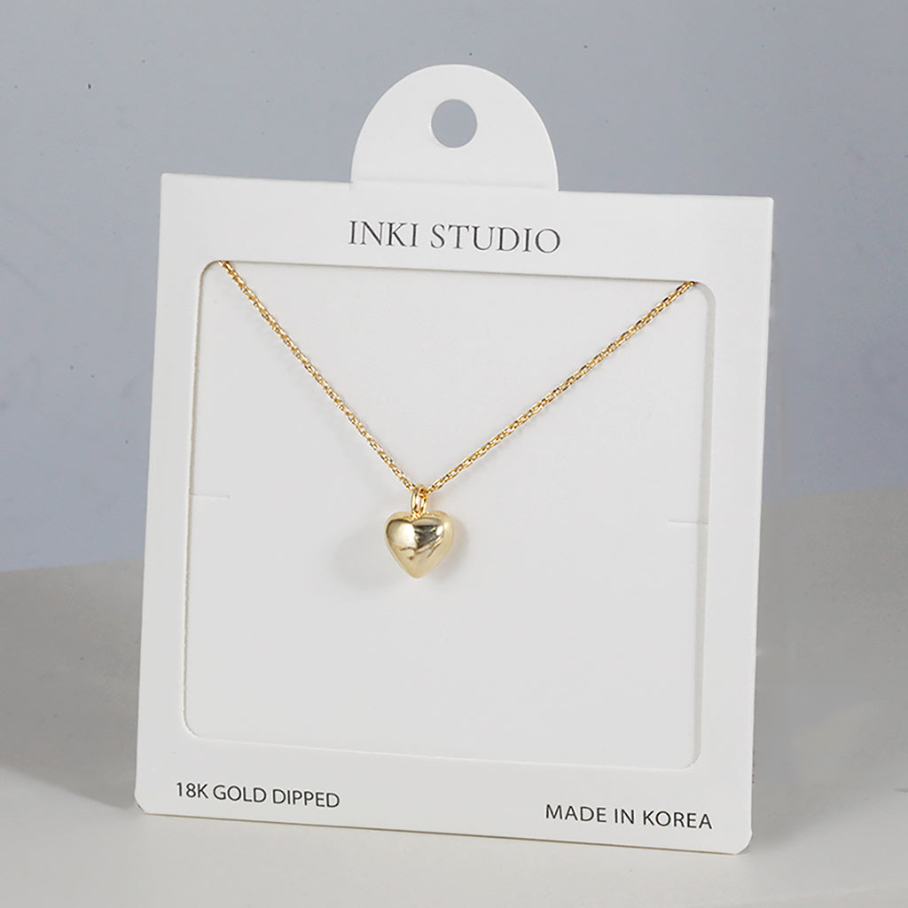 18K Gold Dipped Puffy Lovey Heart Necklace