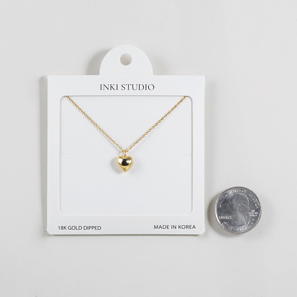 18K Gold Dipped Puffy Lovey Heart Necklace