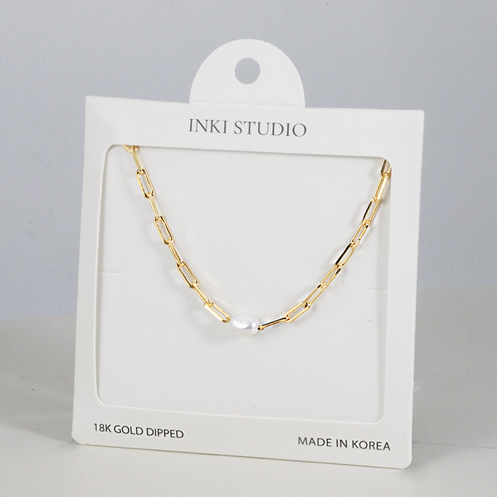 18K Gold Dipped Chic in Pearl Link Necklace