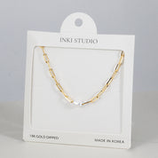 18K Gold Dipped Chic in Pearl Link Necklace