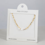 18K Gold Dipped Chic in Pearl Link Necklace
