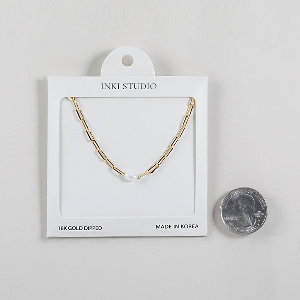 18K Gold Dipped Chic in Pearl Link Necklace