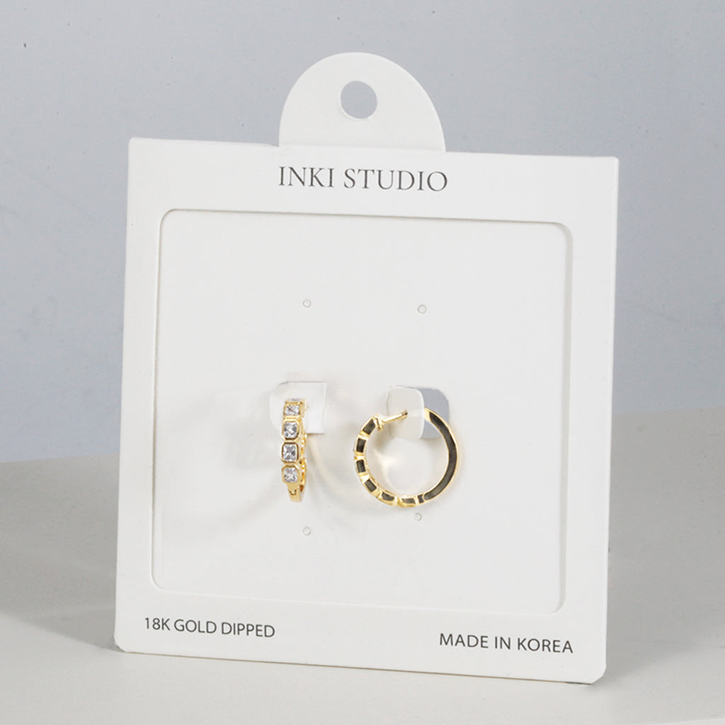 18K Gold Dipped Shimmering Pebbles CZ Huggie Earrings