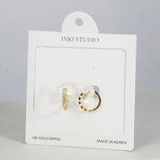 18K Gold Dipped Shimmering Pebbles CZ Huggie Earrings