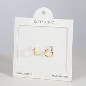18K Gold Dipped Off-Center Solitaire CZ Huggie Earrings
