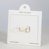 18K Gold Dipped Off-Center Solitaire CZ Huggie Earrings