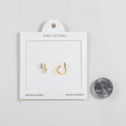 18K Gold Dipped Off-Center Solitaire CZ Huggie Earrings