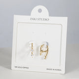 18K Gold Dipped Sparkling Duo CZ Huggies Earrings