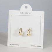 18K Gold Dipped Double Wave CZ  Hoop Earrings