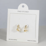 18K Gold Dipped Double Wave CZ  Hoop Earrings