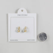 18K Gold Dipped Double Wave CZ  Hoop Earrings