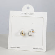 18K Gold Dipped Gold-Meet-Silver Hoop Earrings