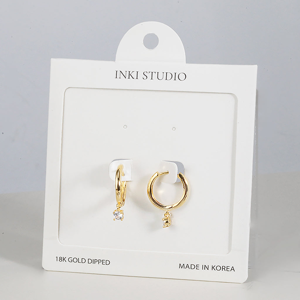 18K Gold Dipped Petite CZ Dangle Earrings